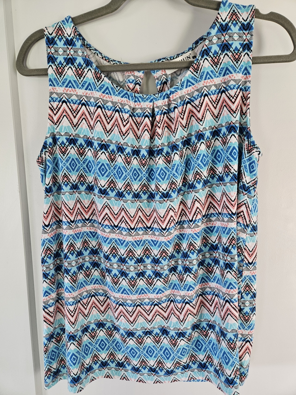 iGenjun Sleeveless Tank Top Large Blue Pink Tribal Aztec Print